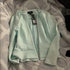 Light mint peplum zip up jacket